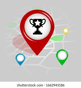 icono de copa ganadora . Vector de glifo simple de ubicación de la educación conjunto de pines para UI y UX, sitio web o aplicación móvil
