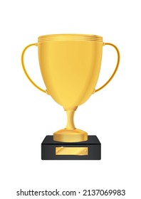 La copa ganadora está aislada. Trofeo dorado sobre un fondo transparente. Ilustración vectorial.