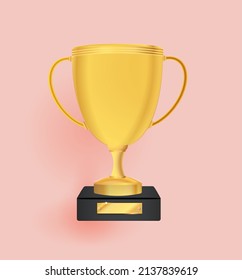 Winner cup isolated. Golden trophy on a transparent background. Vector illustration.