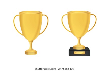 Siegerpokal isoliert. Goldene Trophäe auf transparentem Hintergrund. Vektorillustration.