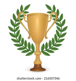 Winner cup with laurel wreath.
