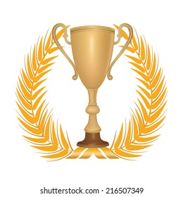 Winner cup with laurel wreath.