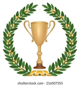 Winner cup with laurel wreath.