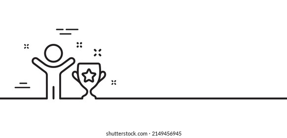 Icono de línea de copa ganadora. Signo de trofeo de premio. Mejor símbolo de logro. Fondo mínimo de la ilustración de línea. Banner de patrón de icono de línea de copa ganadora. Concepto de plantilla web blanca. Vector