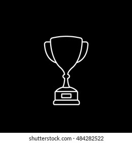 Winner Cup Line Icon On Black Background