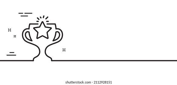 Winner cup line icon. Sport Trophy with Star symbol. Victory achievement or Championship prize sign. Minimal line illustration background. Victory line icon pattern banner. Vector
