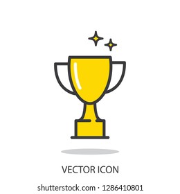 winner cup, line sign, icon vector