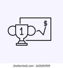 Winner cup on the background of a financial chart showing a dollar