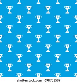 Winner cup pattern repeat seamless in blue color for any design. Vector geometric illustration
