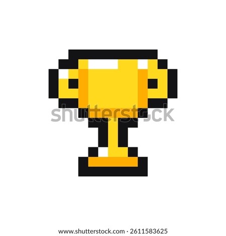 Winner Cup pixel gaming item, Winner Cup 8 bit game resource, pixel art winner cup icon, cup game pixel element.