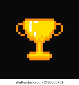 Elemento del pixel de la Copa del ganador para la interfaz del juego, elemento mágico del juego del tazón de oro, taza del premio, recurso de 8 bits.