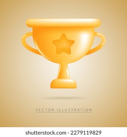 Winner cup in realistic 3d style, isolated on background. Vector illustration.