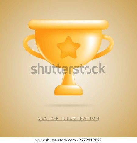 Winner cup in realistic 3d style, isolated on background. Vector illustration.