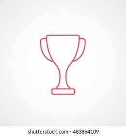 Winner Cup Red Line Icon On White Background