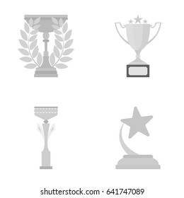 Winner cup set collection icons in monochrome style vector symbol stock illustration web.