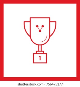 winner cup with share line vector icon