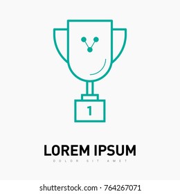 winner cup with share line vector icon