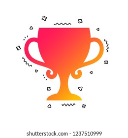 Winner cup sign icon. Awarding of winners symbol. Trophy. Colorful geometric shapes. Gradient winner cup icon design.  Vector