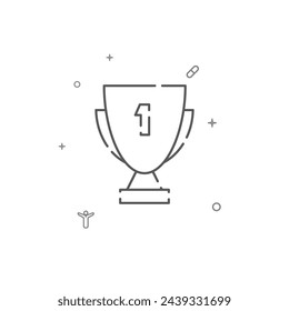 Winner Cup simple vector line icon. Symbol, pictogram, sign isolated on white background. Editable stroke. Adjust line weight.