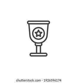 Winner cup with star line icon. linear style sign for mobile concept and web design. Champion trophy cup outline vector icon. Symbol, logo illustration. Vector graphics