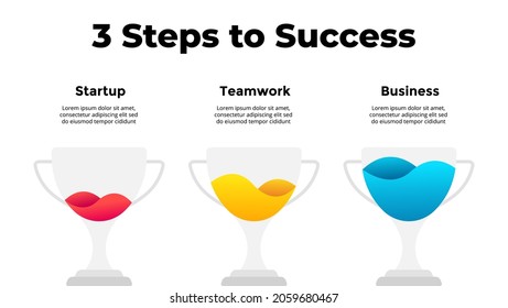 Winner cup. Success infographic. Presentation slide template. Diagram chart with 5 steps, processes. 