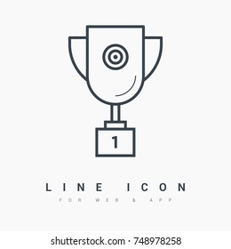 winner cup with target line vector icon