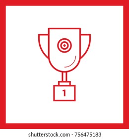 winner cup with target line vector icon