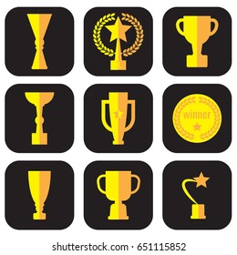 winner cup, vector flat set icon, vector