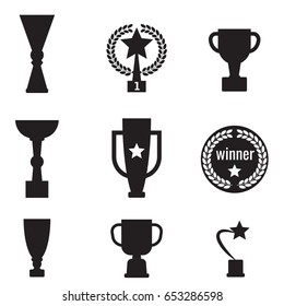 winner cup, vector flat set icon, white and black, vector
