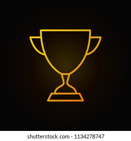 Winner cup vector golden icon or symbol in thin line style on dark background
