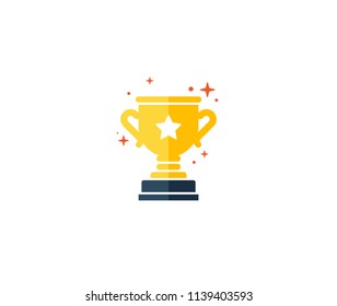 Winner Cup Vector Icon, Reward Program, First Place, Game Trophy, Win Super Prize, Earn Points, Flat Illustration, Achievement Illustration, Accomplishment Concept, Trophy Logo Template