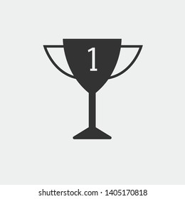 Winner cup vector icon solid grey