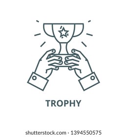 Winner cup,trophy in  vector line icon, linear concept, outline sign, symbol