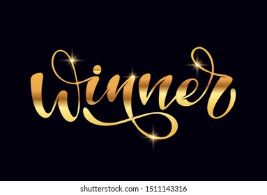 Winner - cute hand drawn doodle postcard lettering template poster banner art