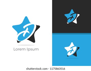 Winner D letter logo design, letter D in star vector icon.