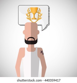 Winner design. Success icon. Flat illustration, vector graphic