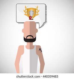 Winner design. Success icon. Flat illustration, vector graphic