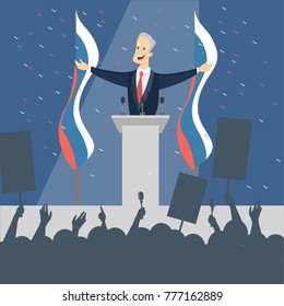 Winner of election in Russia 2018. Old man with big support.