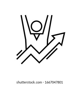 Icono de línea de emoción ganadora, signo de concepto, ilustración de vector de contorno, símbolo lineal.
