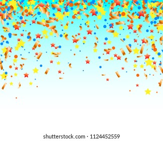 Winner falling ribbons on the color background. Vector illustration