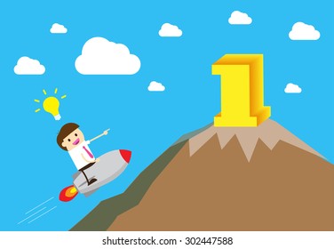 winner. finish. win. flat design. track. Success. goal. Target. rocket. Bulb Ideas. Business and finance vision concept. Business Goals. dream. vector. infographics. number one. mountain