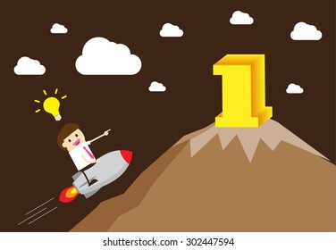 winner. finish. win. flat design. track. Success. goal. Target. rocket. Bulb Ideas. Business and finance vision concept. Business Goals. dream. vector. infographics. number one. mountain