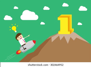 winner. finish. win. flat design. track. Success. goal. Target. rocket. Bulb Ideas. Business and finance vision concept. Business Goals. dream. vector. infographics. number one. mountain