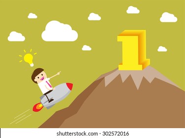 winner. finish. win. flat design. track. Success. goal. Target. rocket. Bulb Ideas. Business and finance vision concept. Business Goals. dream. vector. infographics. number one. mountain