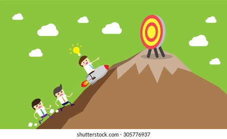 winner. finish. win. flat design. track. Success. goal. Target. rocket. Bulb Ideas. Business and finance vision concept. Business Goals. dream. vector. infographics. lose. mountain