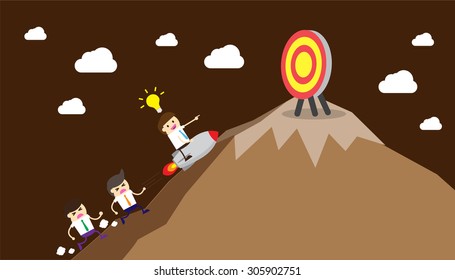 winner. finish. win. flat design. track. Success. goal. Target. rocket. Bulb Ideas. Business and finance vision concept. Business Goals. dream. vector. infographics. lose. mountain