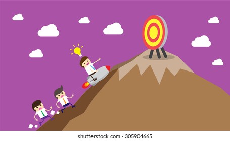 winner. finish. win. flat design. track. Success. goal. Target. rocket. Bulb Ideas. Business and finance vision concept. Business Goals. dream. vector. infographics. lose. mountain