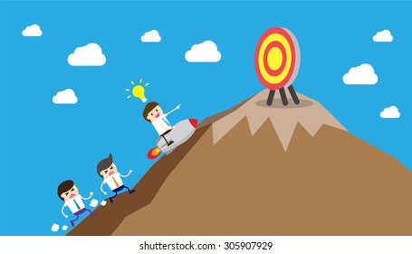 winner. finish. win. flat design. track. Success. goal. Target. rocket. Bulb Ideas. Business and finance vision concept. Business Goals. dream. vector. infographics. lose. mountain