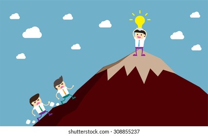 winner. finish. win. flat design. track. Success. goal. Target. rocket. Bulb Ideas. Business and finance vision concept. Business Goals. dream. vector. infographics. lose. mountain.