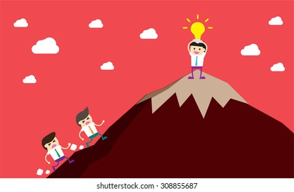 winner. finish. win. flat design. track. Success. goal. Target. rocket. Bulb Ideas. Business and finance vision concept. Business Goals. dream. vector. infographics. lose. mountain. trophy cup